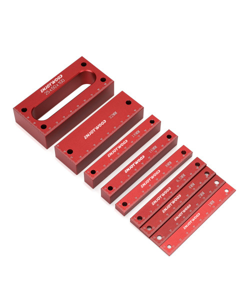 ENJOYWOOD Metric Inch Woodworking Setup Blocks Height Gauge Precision Aluminum Alloy Setup Bars for Router and Table Saw Accessories