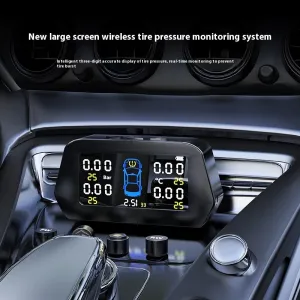 Solar Powered Tire Pressure Monitoring System Car TPMS With 4 External Sensors 6 Alarm Functions Real-Time Display Of Pressure And Temperature