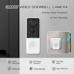 Tuya Smart Video Doorbell Camera 1MP HD 120 Degree View PIR Motion Detect Two Way Audio Night Vision IP65 Waterproof Wireless WiFi Visual Doorbell