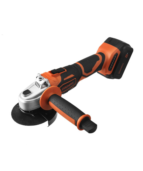 GOCHIFIX 8000RPM Cordless Brushless Angle Grinder 4Ah Li-Ion Battery Power Angle Grinders 3-Position Ergonomic Handle Dust-Proof Design with Grinding Cutting Wheel for Metal Wood