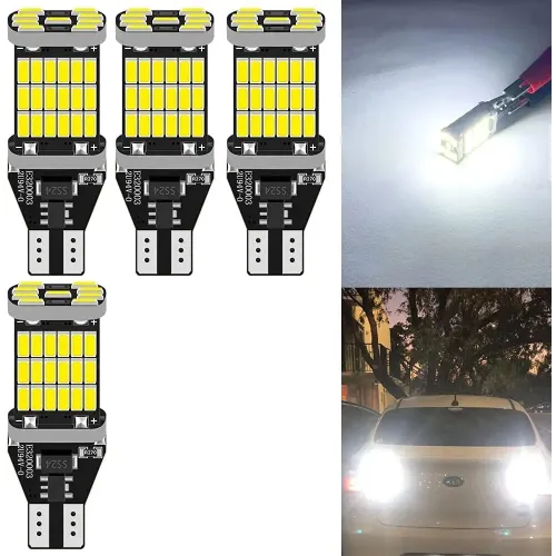 4-Pack Super Bright  T15 4014 45-SMD LED Car Reverse Lights Constant Current Decoding  Turning Tail Fog Lamps Automatic Bulb White