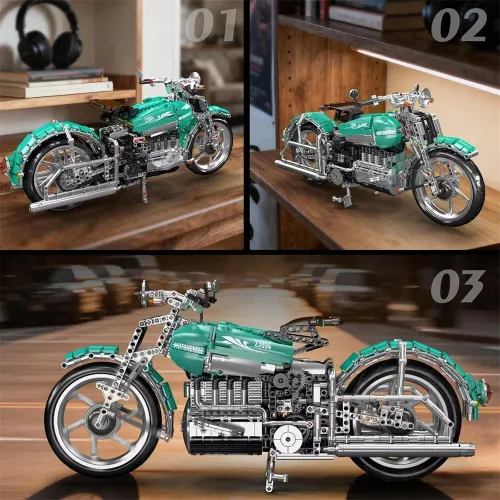 Mould King 23004 Technical Vintage American Cruiser Motorcycle Model Building Blocks Assembly Kit 1971PCS Brick Toy Collectible Boys Adult Birthday Gift