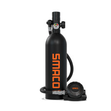 SMACO S400Plus 1L Scuba Diving Tank Set Oxygen Diving Cylinder Equipment Air Cylinder Underwater Diving Kit Black