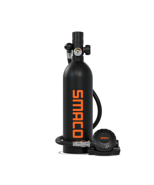 SMACO S400Plus 1L Scuba Diving Tank Set Oxygen Diving Cylinder Equipment Air Cylinder Underwater Diving Kit Black