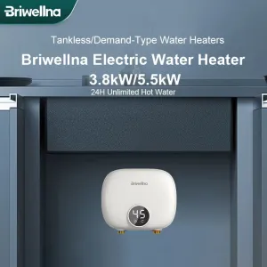 Briwellna P32 Tankless Water Heater 110V/220V On-Demand Hot Water Compact Size Smart Protection for Kitchen,Bathroom,Balcony