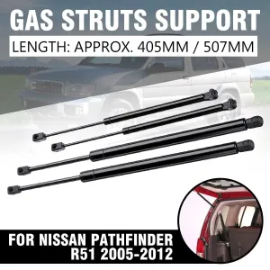 4Pcs Car Rear Window Tailgate Gas Strut Support Tail Lift Bar for Nissan Pathfinder R51 2005-2012