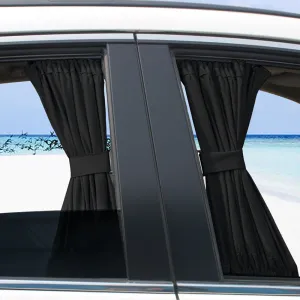 2pcs Universal Car Sunshade Side Window Curtains Automatic Folding UV Protection Pure Cloth Sun Visor Covers Thermal Insulation