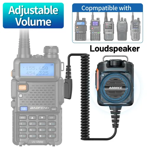 ABBREE AR-158 Wireless Handheld Microphone Stepless Volume 800mAh Long Standby Type-C Charging 3.5mm Jack Rotatable Hook Clip for Outdoor Communication