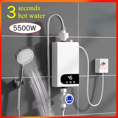 5500W Instant Water Heater 110V/220V Portable Electric Heaters for Hot Water Shower Heating Kitchen at Home