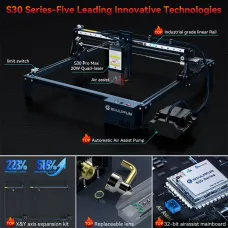 SCULPFUN S30 Pro Max 20W Laser Engraver Cutter Automatic Air-assist 0.08x0.1mm Laser Focus 32-bit Motherboard Replaceable Lens