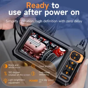 4.3 inch Industrial HD Endoscope Camera Video IPS Display Screen Digital Car Repair Maintenance Machine Inspection Blockage Removal 8 LED Adustable Lights IP67 Waterproof Oilproof