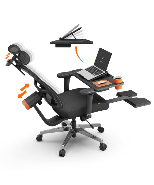 NEWTRAL MagicH-BPro Ergonomic Chair with Footrest, Auto-Following Backrest Headrest, Adaptive Lower Back Support, Adjustable Armrest, 4 Positions to Lock