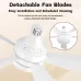 Elfeland 18 Inch E27 Screw Head Fan Light Remote Control Three Color Dimming Detachable Fan Leaf Household Silent Small Fan Light