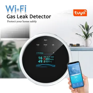 Tuya Wi-Fi Gas Leak Detector Natural Gas LPG Alarm Heat Sensor TFT LCD Display Remote Monitoring Home Safety