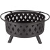 32 inch Round Crossweave Wood Burning Fire Pit Stove Firepit Heater with Poker for Outdoor Camping Patio Deck Backyard, 8011