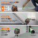 GOCHIFIX 2x360 Laser Level Leveling Green 360 Self Line Laser Level Tool Wall Suction Stand Receiver 100ft Line Laser for Picture Hanging Outdoor Rechargeable Battery,2x360,2D