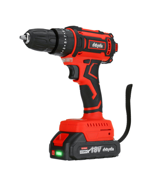 Mensela ED-LX2 18V Cordless Brushless Impact Drill Driver Electric Hammer Drill Screwdriver 25+3 Gear Torque 2 Variable Speed W/ 2.0Ah Battery for Makita for Drilling Wood Metal