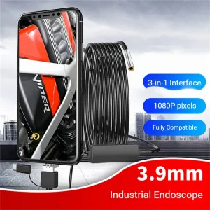 3 in 1 3.9mm 720P Industrial Endoscopes Smartphone Endoscope IP67 Waterproof 6 LED Lights PC Portable HD Endoscope Inspection Tool