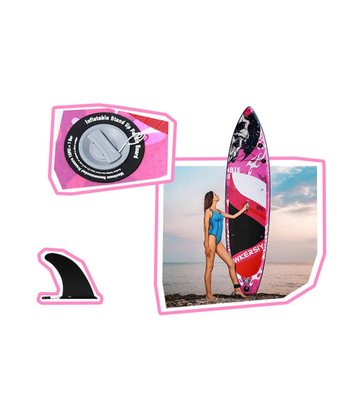 WKERSIY Inflatable Stand Up Paddleboard Surfing Board 6 In-ch Surfboard Surf Set with Paddleboard Surf Fin Coiled Leash Inflator Pump and Carry Bag SYFC320SKULL