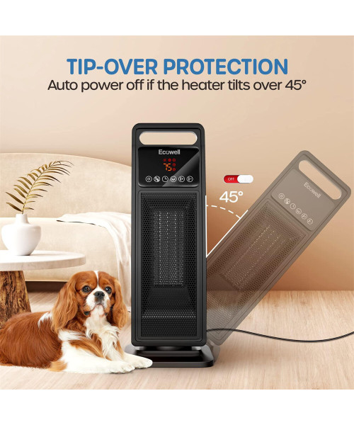 Ecowell 21" Tower Heater with Remote 2000W Ceramic Warm Air Fan Portable Heater for Home Bedroom Office
