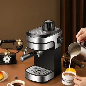 ZZUOM Coffee Machine Small Size Italian Semi Automatic Espresso Coffee Maker Extraction Steam Milk Foam Coffee Instant Heating