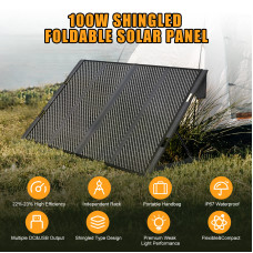 Foursun 18V 100W(150W Peak) Portable Solar Panel for Power Station Foldable Shingle IP67 Waterproof Independent Support Rod for Solar Generator Power Bank 12V Car Battery