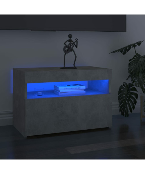 TV Cabinet with LED Lights Concrete Gray 23.6"x13.8"x15.7