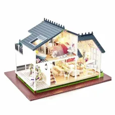 Cuteroom 1:24DIY Handicraft Miniature Voice Activated LED Light&Music with Cover Provence Dollhouse