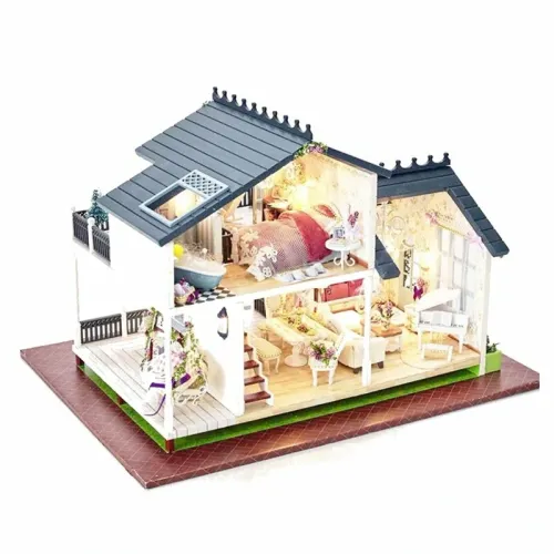 Cuteroom 1:24DIY Handicraft Miniature Voice Activated LED Light&Music with Cover Provence Dollhouse