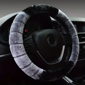 Car Steering Wheel Cover  Winter Warm Fluffy Plush Short Plush Universal 15-Inch Cute Cartoon Ear Shape Car Steering Wheel Protective Cover
