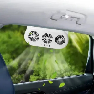 Solar-Powered Car Vent Fan 3 Head Car Exhaust Fan Electric Cooling Fan USB Charging Window Ventilator Front Rear Seat Purifiers Radiator