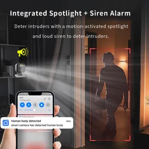 2MP Wireless WiFi Security Camera Color Night Vision Two-Way Audio Motion Detect Spotlight Siren Alarm IP65 Waterproof Smart Home Monitoring Cameras