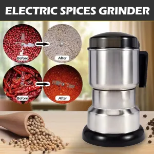 400W Multifunctional Electric Coffee Grinder Adjustable Grinding Levels Stainless Steel for Coffee Beans Spices Nuts Home Kitchen 35,000 RPM