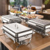 Warmounts 8QT 2 Pack Grid Pans Rectangle Chafing Dish Food-Grade Stainless Steel Catering Buffet Food Meal Plates For Hotel Party Picnic