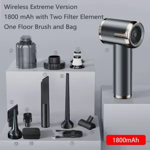 1800mAh Portable Wireless Handheld Vacuum Cleaner 15000PA Strong Suction Multifunctional Vacuum Cleaner for Car Home Cleaner
