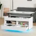 Versatile Lift Top Coffee Table with LED Lights High Gloss Surface Storage Compartment Drawers Adjustable Height P2 Grade Particle Board Strong 220 lbs Capacity Ideal for Living Room Office Bedroom