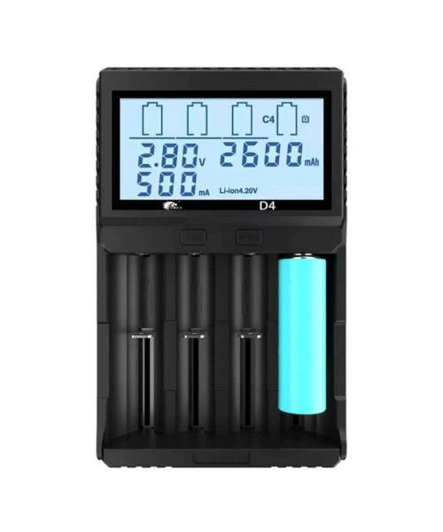 D4-4 Slot with LCD Screen Universal Rechargeable Battery QC Charger For Li-ion 18650 21700 26650 AA AAA Batteries Cell Flashlight RC Toys Home Tools Battery