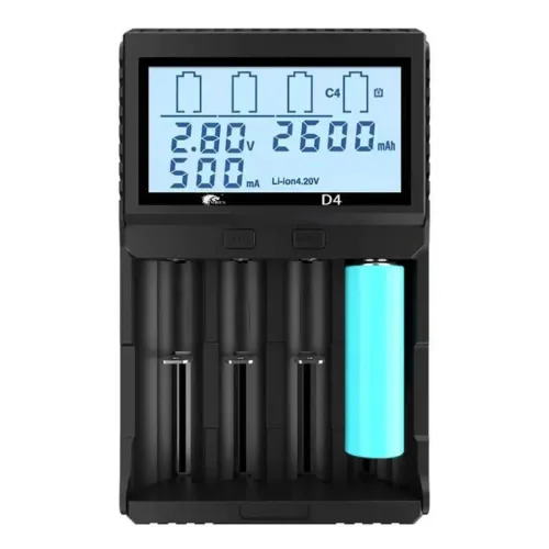D4-4 Slot with LCD Screen Universal Rechargeable Battery QC Charger For Li-ion 18650 21700 26650 AA AAA Batteries Cell Flashlight RC Toys Home Tools Battery