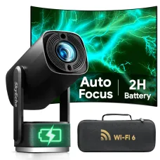 SkyEcho FreeONE-Pro Auto Focus Built-in battery Ceiling Projector Android 1+8G 350 ANSI Lumens 1080P 4K Decoding Supported Built-in 6W Surround Speaker WiFi6 bluetooth 5.2 Home Theater Outdoors Wireless Projectors