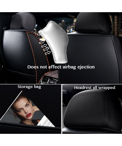 5 Seats Universal Car Seat Covers Deluxe PU Leather Seat Cushion Full Set Cover