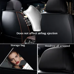 5 Seats Universal Car Seat Covers Deluxe PU Leather Seat Cushion Full Set Cover