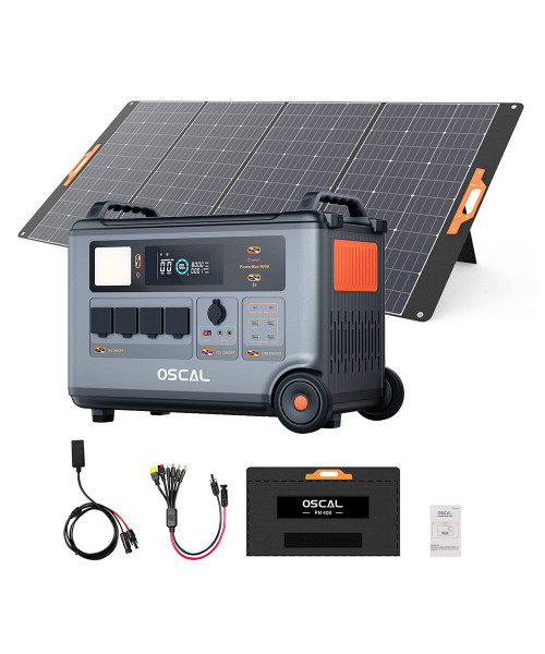 Blackview OSCAL PowerMax 6000 PM6000 3600Wh Portable Power Station with Blackview Oscal PM200 200W Foldable Solar Panel, LiFePO4 Solar Generator with AC Outlets,  for Home Use, Outdoor Camping, RV Trip