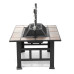 SINGLYFIRE 37 Inch Fire Pit Table with Grill for Outside Large Square Wood Burning firepit Heavy Duty Steel Pit Cooking with Spark Screen Log Grate Poker for Backyard Garden Camping