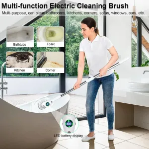8 in 1 Multifunctional Wireless Cleaning Brush 2500mAh Type-C USB Rechargeable 450RPM Adjustable Lengths LED Night Light for Bathroom Kitchen Windows Car