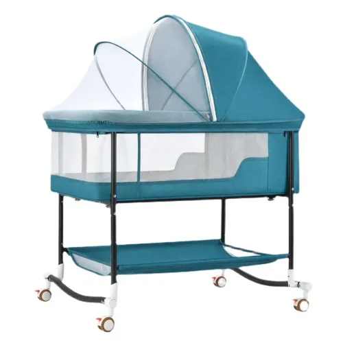 4-In-1 Infant Bedside Crib Portable Baby Sleeper Adjustable Height Stitching Big Bed for 0-36 Months Children