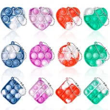CAMTOA 12/18Pcs Mini Bubble Fidget Sensory Toys Set Pendant Gradual Change Colorful Anti-Anxiety Office Toys Funny Education Puzzle Toy