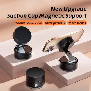 Foldable Magnetic Vacuum Phone Holder 360 Electric Suction Car Mount Double-Sided Swivel Stand for Car Mirror Gym Kitchen