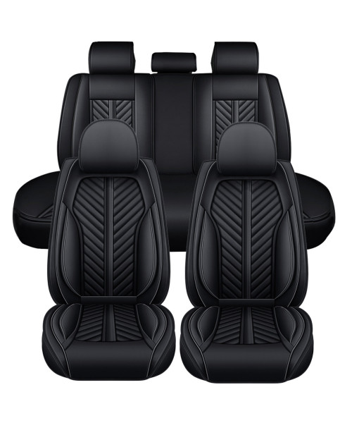 ELUTO 5D Universal 5-Seat Car Seat Covers Front Rear Full Set  PU Leather Cushion Non-slip Protector Mat