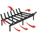 SINGLYFIRE Fireplace Grate 24 inch Heavy Duty Solid Steel Fireplace Log Holder 3/4" Bar Fire Grate Wrought Iron Wood Stove Holder Firewood Burning Rack for Indoor Outdoor Chimney Hearth Kindling Tool