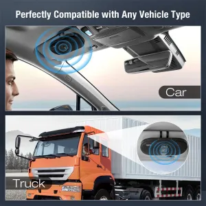 Sunitec Car Bluetooth Speakerphone Dual 3W Speaker for Safe Driving Support Siri Google Assistant Voice Calls/Motion Auto ON Off Sun Visor Car Bluetooth